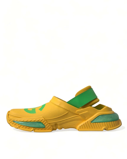 Dolce & Gabbana Yellow Green Rubber Clogs Men Slippers Men Shoes