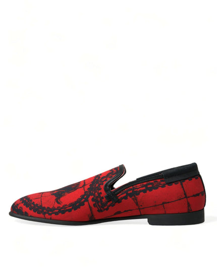 Dolce & Gabbana Red Black Torero Loafers Slippers Men Shoes