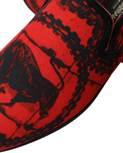 Dolce & Gabbana Red Black Torero Loafers Slippers Men Shoes