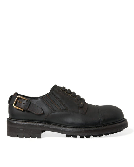 Dolce & Gabbana Brown Leather Lace Up Derby Men Dress Shoes