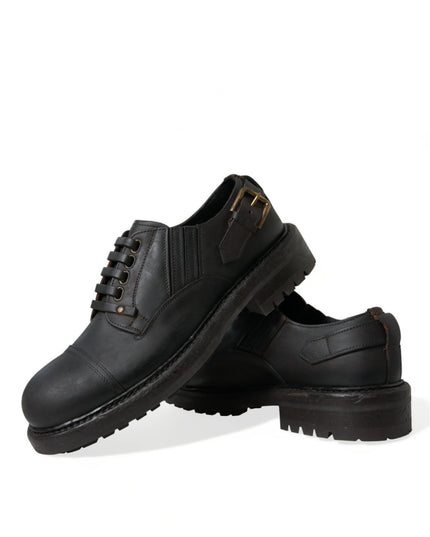 Dolce & Gabbana Brown Leather Lace Up Derby Men Dress Shoes