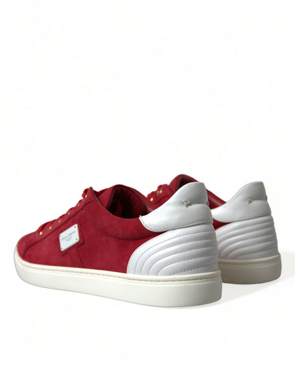 Dolce & Gabbana Red Suede Leather Men Low Top Sneakers Shoes