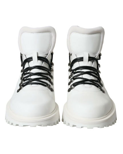 Dolce & Gabbana White Vulcano Trekking Ankle Boots Shoes
