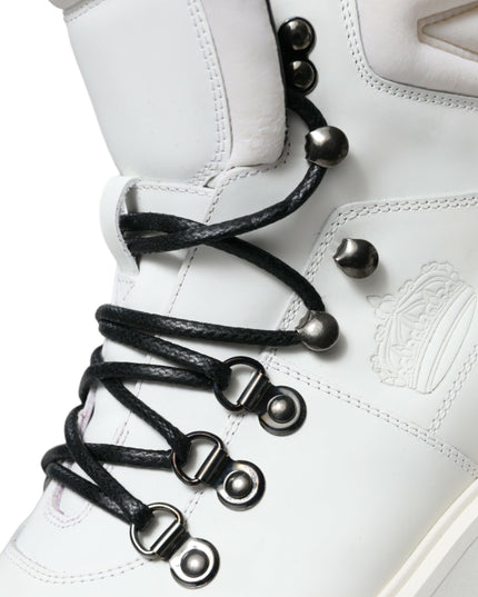 Dolce & Gabbana White Vulcano Trekking Ankle Boots Shoes