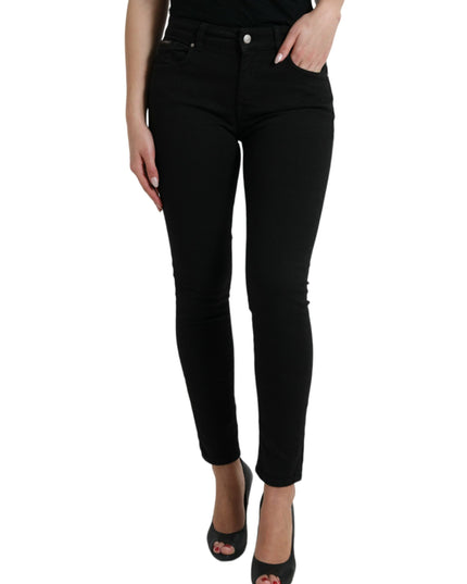 Dolce & Gabbana Black Cotton Mid Waist Skinny Denim Jeans