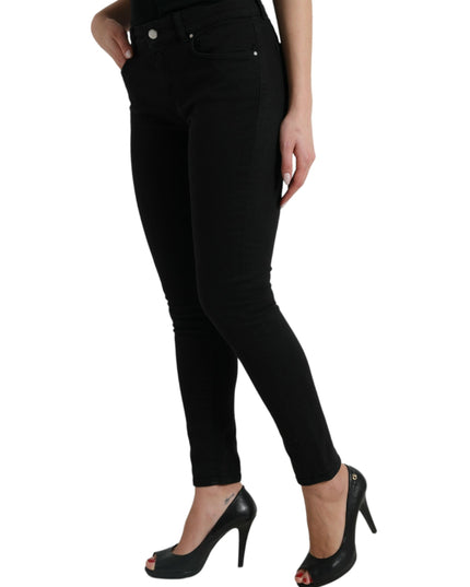 Dolce & Gabbana Black Cotton Mid Waist Skinny Denim Jeans