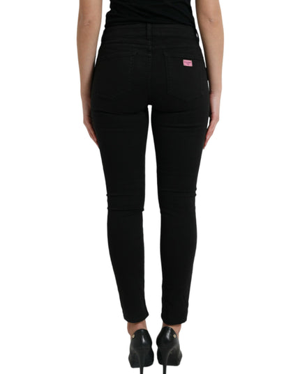 Dolce & Gabbana Black Cotton Mid Waist Skinny Denim Jeans