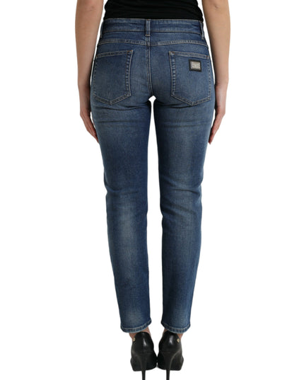Dolce & Gabbana Blue BOYFRIEND Mid Waist Cotton Denim Jeans