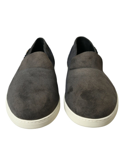 Dolce & Gabbana Blue Suede Caiman Men Loafers Slippers Shoes