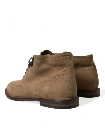 Dolce & Gabbana Brown Leather Lace Up Ankle Boots Shoes