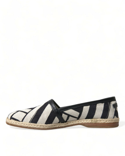 Dolce & Gabbana Beige Black Striped Canvas Espadrilles MONDELLO Shoes