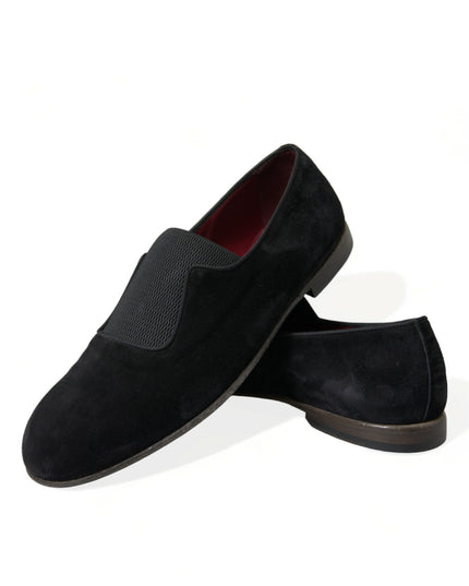 Dolce & Gabbana Black RUNWAY Velour AMALFI Loafers Shoes