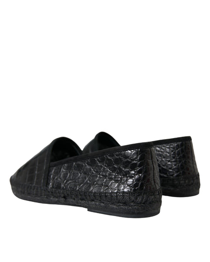 Dolce & Gabbana Black Exotic Leather Espadrilles Slip On Shoes