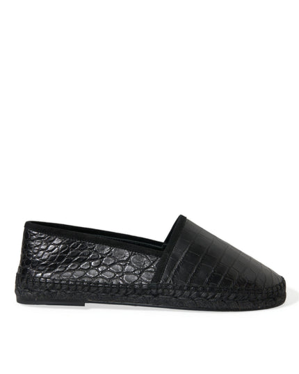 Dolce & Gabbana Black Exotic Leather Espadrilles Slip On Shoes