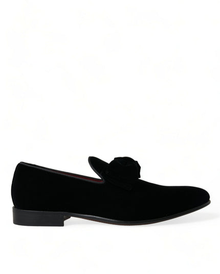 Dolce & Gabbana Black Velvet Loafers Formal Dress Shoes
