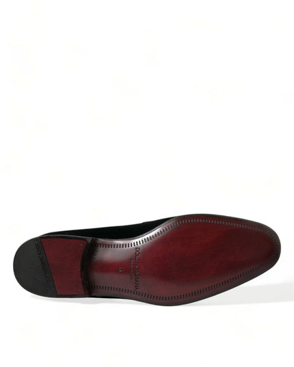 Dolce & Gabbana Black Velvet Loafers Formal Dress Shoes