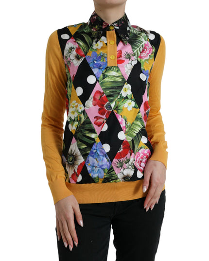 Dolce & Gabbana Multicolor Patchwork Cashmere Henley Sweater