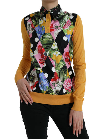 Dolce & Gabbana Multicolor Patchwork Cashmere Henley Sweater