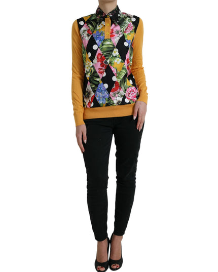 Dolce & Gabbana Multicolor Patchwork Cashmere Henley Sweater