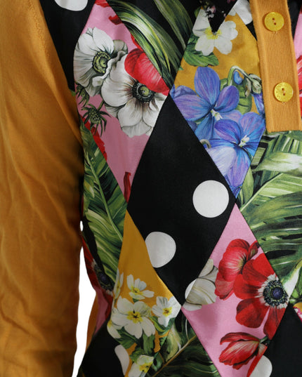 Dolce & Gabbana Multicolor Patchwork Cashmere Henley Sweater