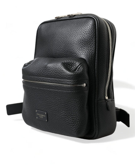 Dolce & Gabbana Black Calfskin Leather Logo Palermo Backpack Bag