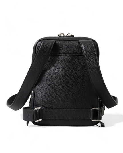 Dolce & Gabbana Black Calfskin Leather Logo Palermo Backpack Bag