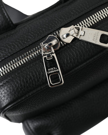 Dolce & Gabbana Black Calfskin Leather Logo Palermo Backpack Bag