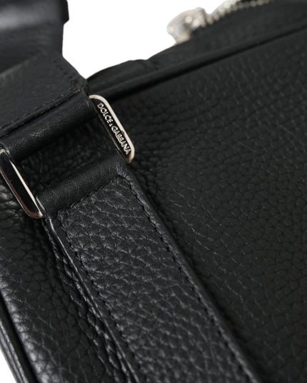 Dolce & Gabbana Black Calfskin Leather Logo Palermo Backpack Bag