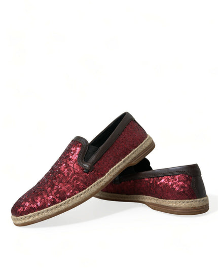 Dolce & Gabbana Red Sequined Loafers Slippers Men Shoes