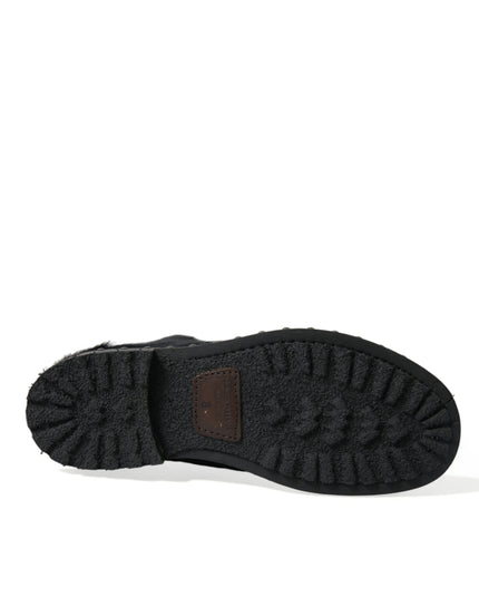 Dolce & Gabbana Black Pony Style Leather Mid Calf Boots Shoes