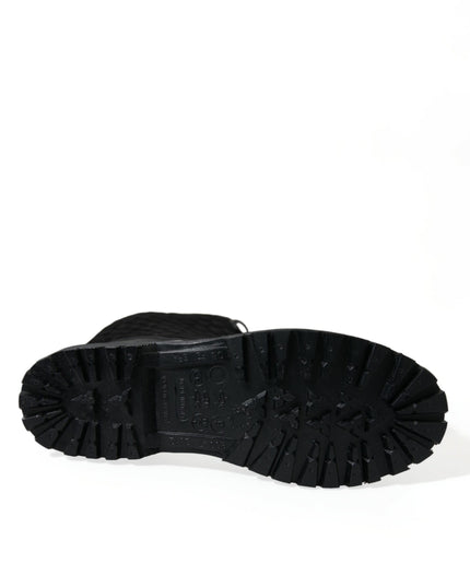 Dolce & Gabbana Black Chioggia Rubber Suede Rain Boots Shoes