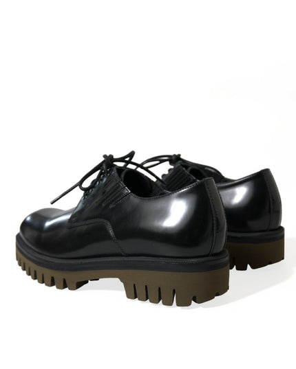 Dolce & Gabbana Black Leather Lace Up Derby Men Dress Shoes