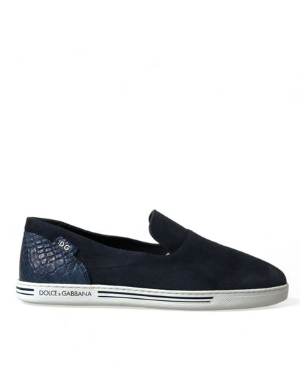 Dolce & Gabbana Blue Suede Caiman Loafers Saint Tropez Shoes