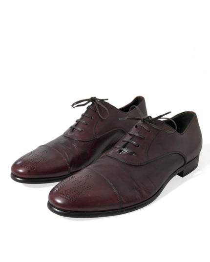Dolce & Gabbana Bordeaux Leather Men Formal Derby Dress Shoes