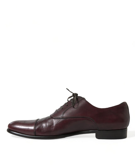 Dolce & Gabbana Bordeaux Leather Men Formal Derby Dress Shoes