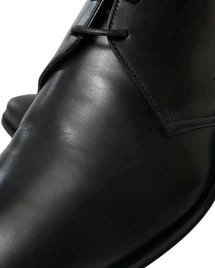 Dolce & Gabbana Black Leather Lace Up Formal Derby Dress Shoes