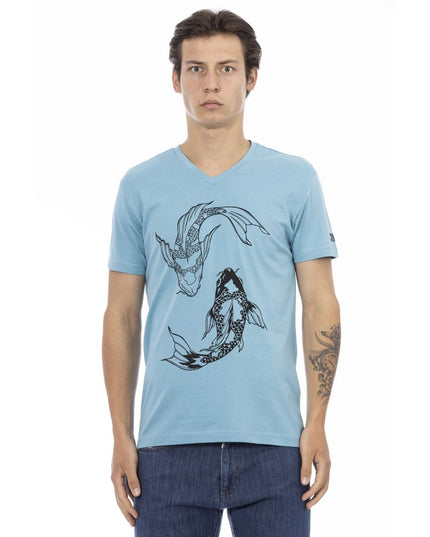 Trussardi Action Light Blue Cotton Men T-Shirt