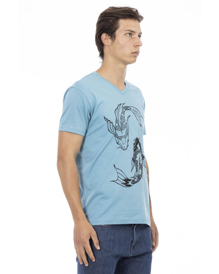 Trussardi Action Light Blue Cotton Men T-Shirt