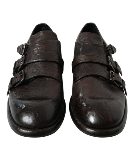 Dolce & Gabbana Brown Leather Strap Formal Dress Shoes
