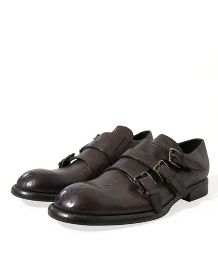 Dolce & Gabbana Brown Leather Strap Formal Dress Shoes