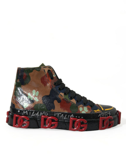 Dolce & Gabbana Multicolor Camouflage High Top Sneakers Shoes