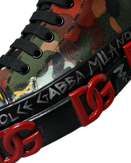Dolce & Gabbana Multicolor Camouflage High Top Sneakers Shoes