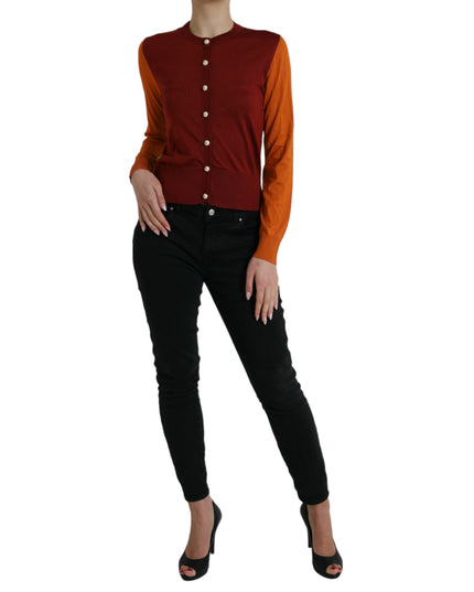 Dolce & Gabbana Multicolor Silk Crewneck Cardigan Sweater