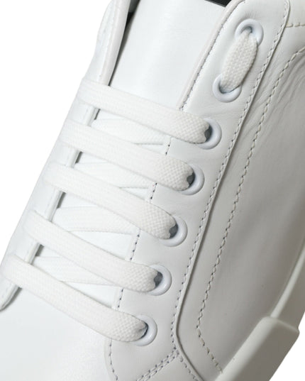 Dolce & Gabbana White Green Leather Portofino Sneakers Shoes