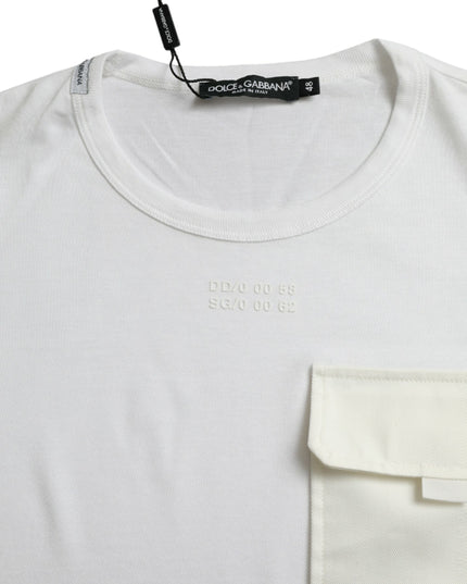 Dolce & Gabbana White Cotton Pocket Short Sleeves T-shirt