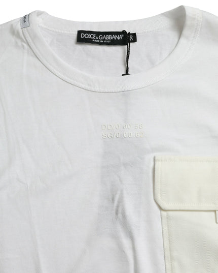 Dolce & Gabbana White Cotton Pocket Short Sleeves T-shirt