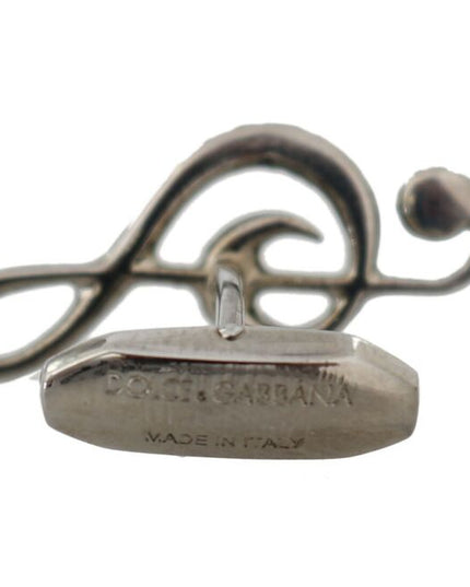 Dolce & Gabbana Silver Brass Tremble Clef Crystal Cufflinks