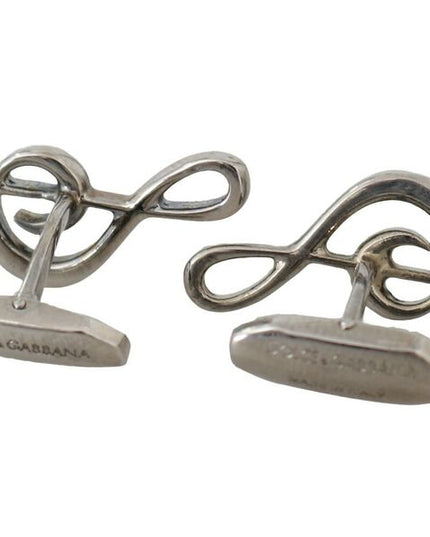 Dolce & Gabbana Silver Brass Tremble Clef Crystal Cufflinks