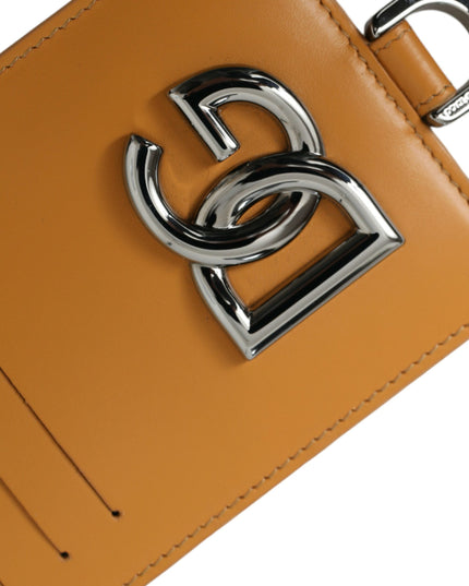 Dolce & Gabbana Orange Calf Leather Credit Card Holder Clip On Wallet