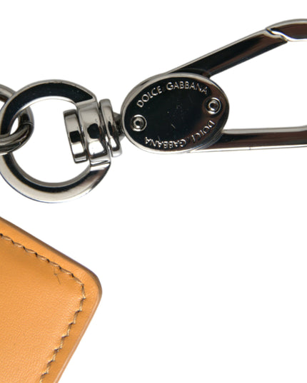 Dolce & Gabbana Orange Calf Leather Credit Card Holder Clip On Wallet